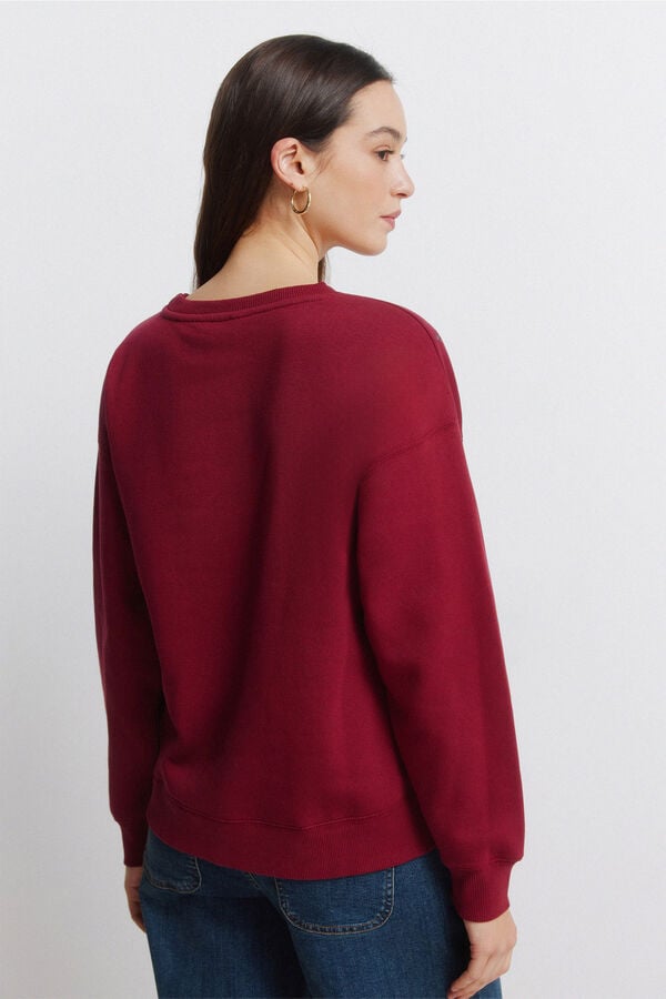 Springfield Sweatshirt gola boho com aplica&ccedil;&otilde;es vermelho