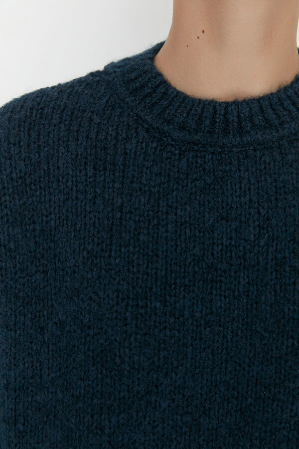 Trendyol Camisola b&aacute;sica de gola redonda azul