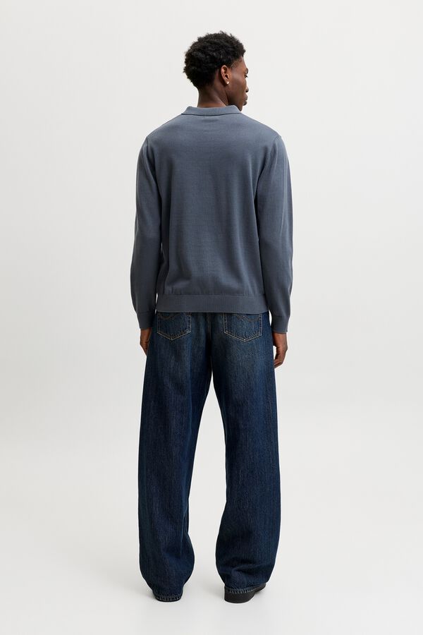 Jack & Jones Polo de malha 100% algod&atilde;o cinzento