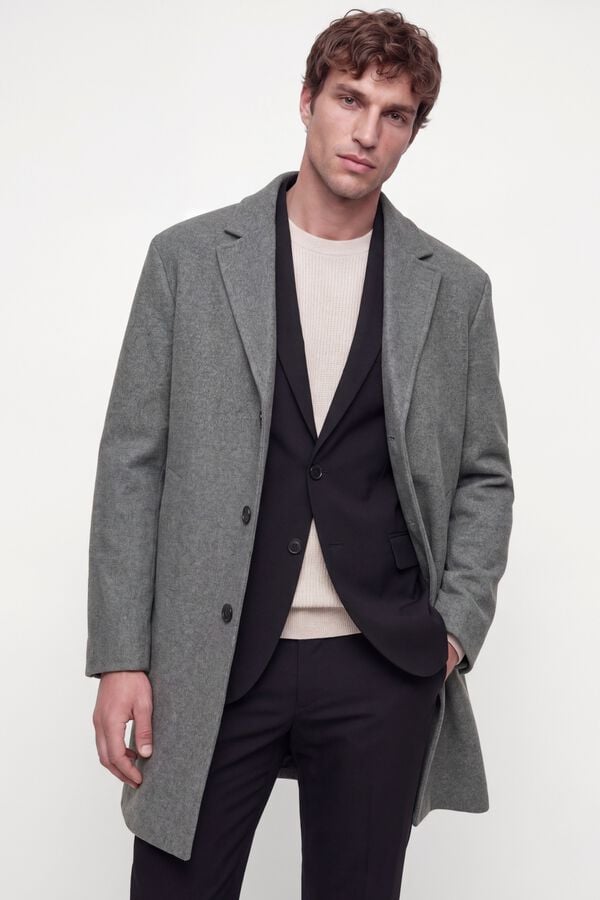 Jack & Jones Sobretudo abotoado comprido pelo joelho cinzento