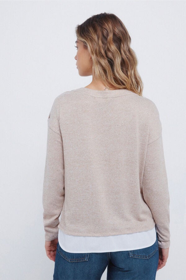 Springfield T-shirt combinada com botões nos ombros cru