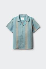 Springfield Kids Camisa de manga curta bordada &agrave;s riscas para menino azul