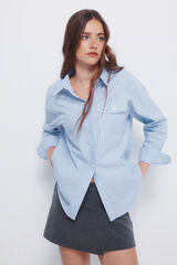 Springfield Camisa oversized com bolso de remendo azul