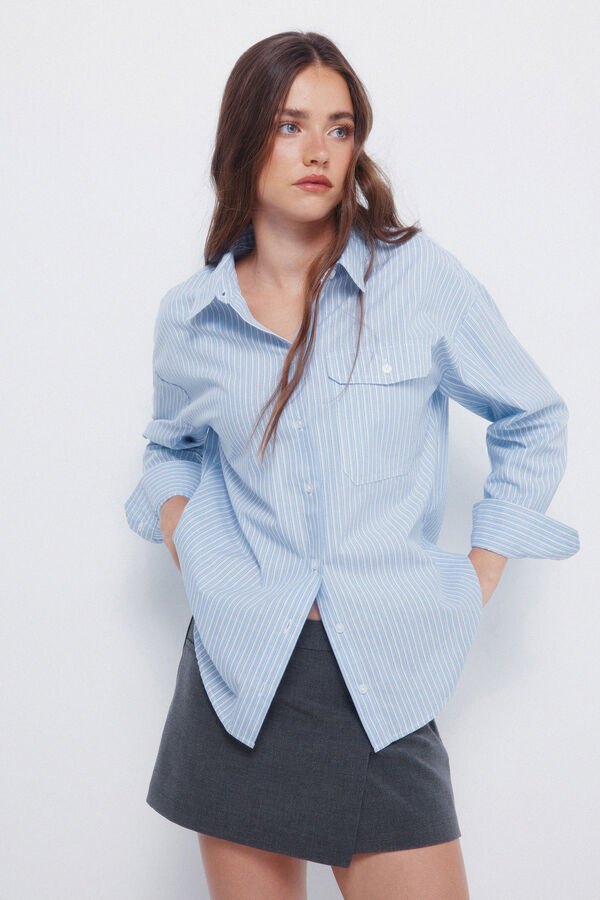 Springfield Camisa oversized com bolso de remendo azul