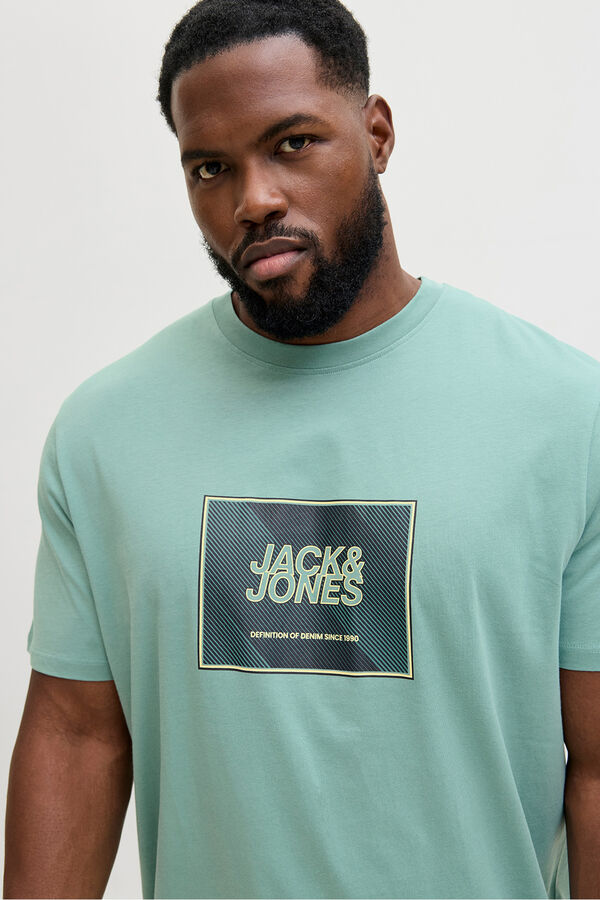 Jack & Jones PLUS T-shirt logo quadrado azul
