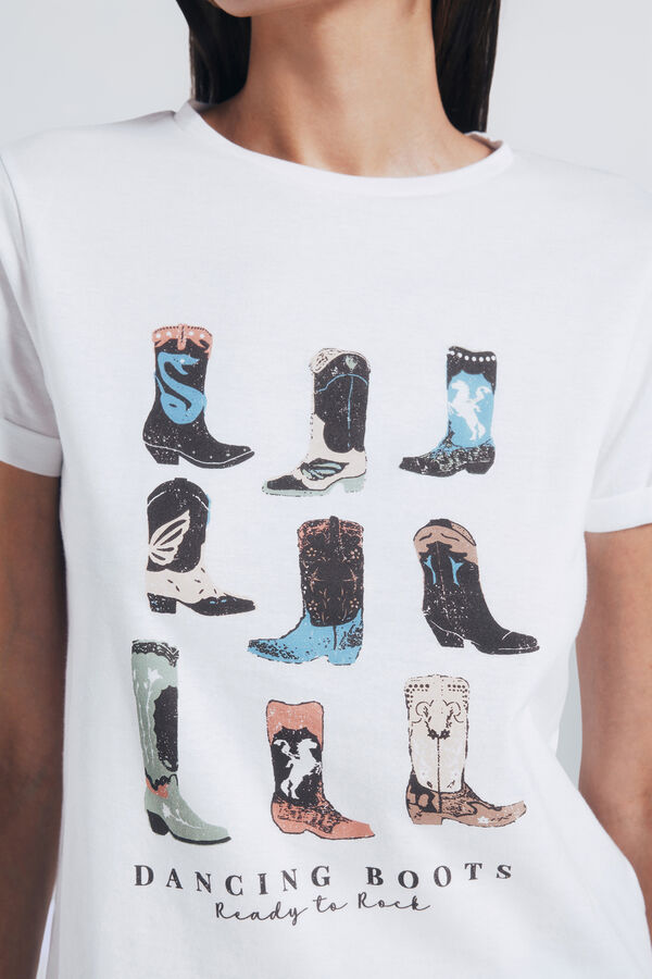 Springfield Camiseta "Botas de dança" cru