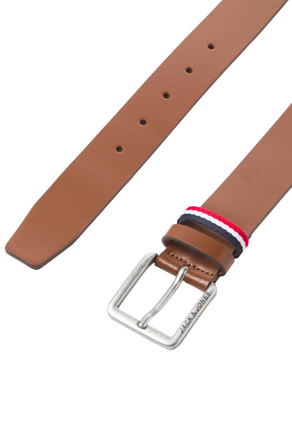 Jack & Jones Cinto de pele cl&aacute;ssico cru