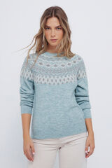 Springfield Camisola com borda jacquard verde