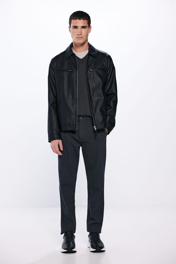Springfield Faux leather biker jacket black