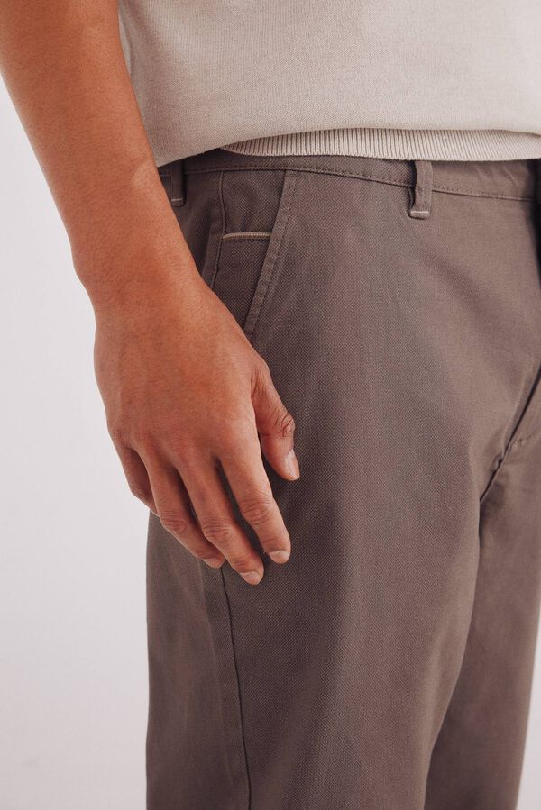 Springfield Calça calças chino slim fit com micro estampa cru