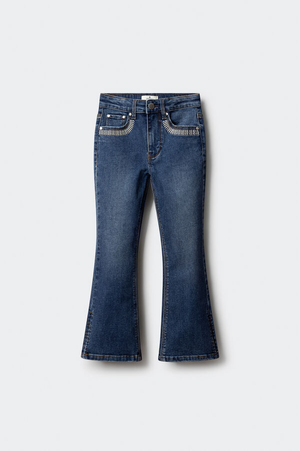 Springfield Kids Calça denim flare para meninas azul