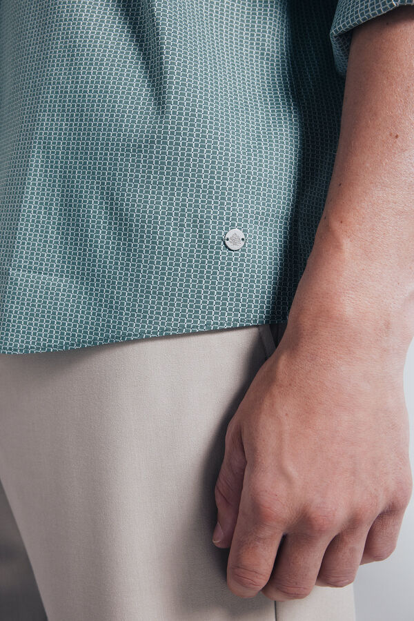 Springfield Camisa popelina micro estampado verde