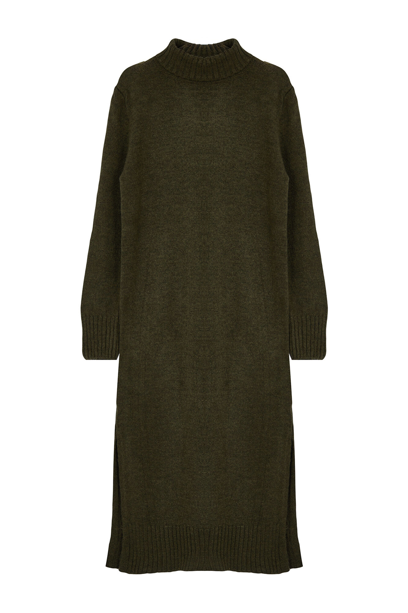 Trendyol Vestido midi gola alta com abertura