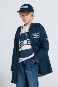 Springfield Kids Parka azul marinho com frase para criança