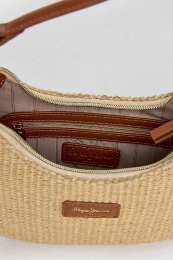 Pepe Jeans Mala de palha com fecho-&eacute;clair cru
