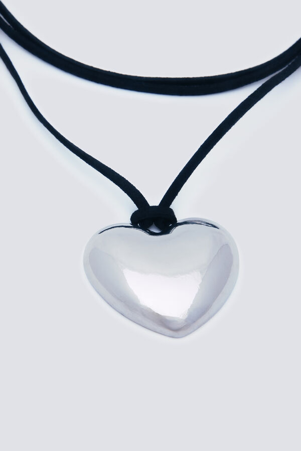 Springfield Collar cordón corazón plata gris