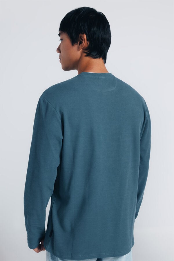 Springfield Camiseta com tecido dupla waffle azul