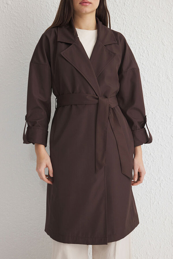 Trendyol Gabardina oversize comprida cru