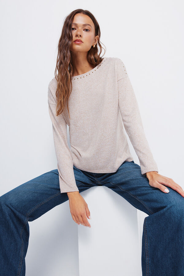 Springfield T-shirt gola gola com tachas cru