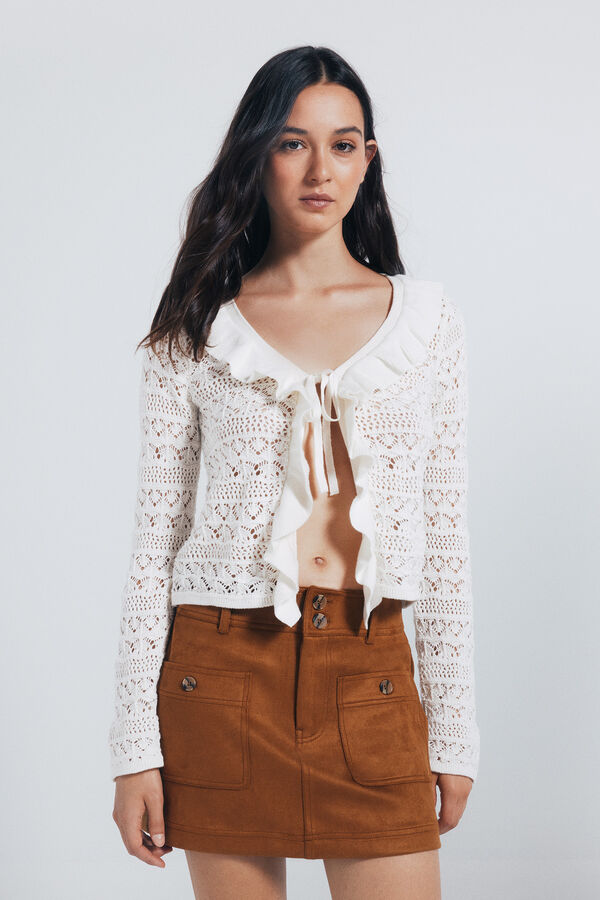 Springfield Cardigan com babados branco
