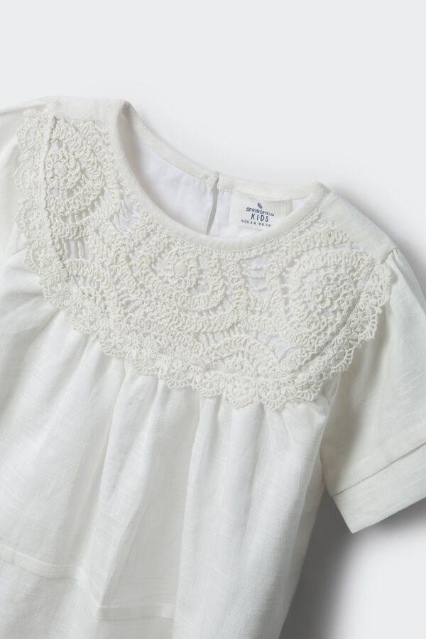 Springfield Kids Blusa de crochet de menina branco