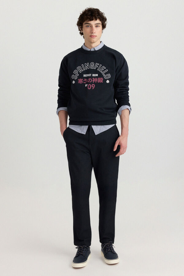 Springfield Micro-print slim fit chinos blue