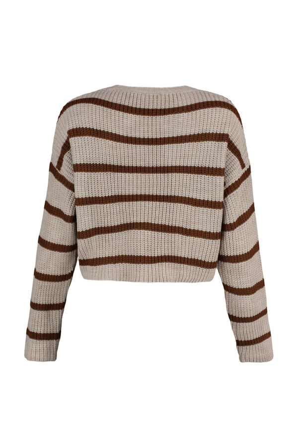 Trendyol Camisola de riscas com gola redonda cinzento