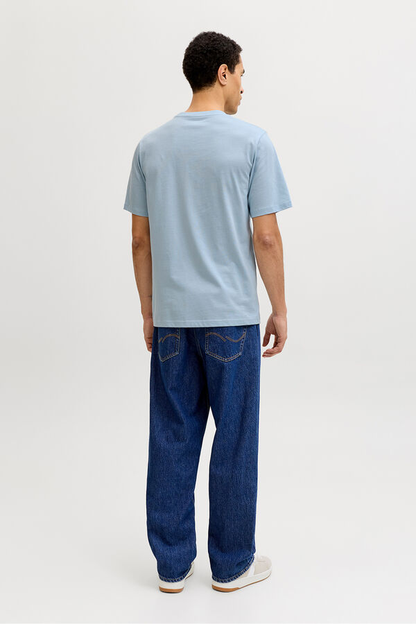 Jack & Jones Camiseta b&aacute;sica com logo azul