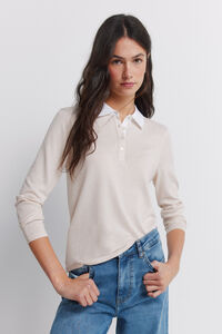 Springfield Polo malha manga comprida bimaterial