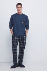 Springfield Conjunto de pijama comprido de tecido quente azul