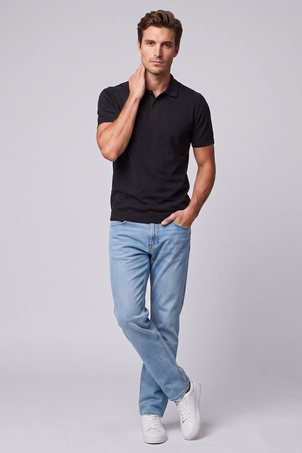 Jack & Jones Regular fit jersey polo shirt black