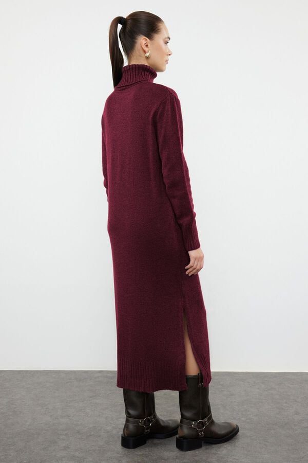 Trendyol Vestido midi de malha gola alta estampado