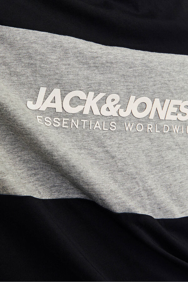Jack & Jones T-shirt bicolor logo frontal preto