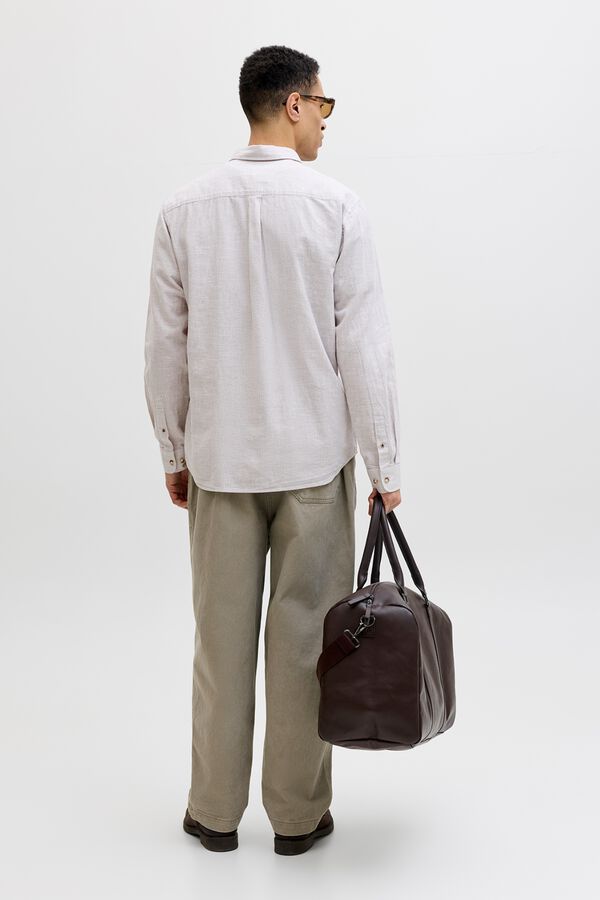 Jack & Jones Camisa regular fit em linho cinzento