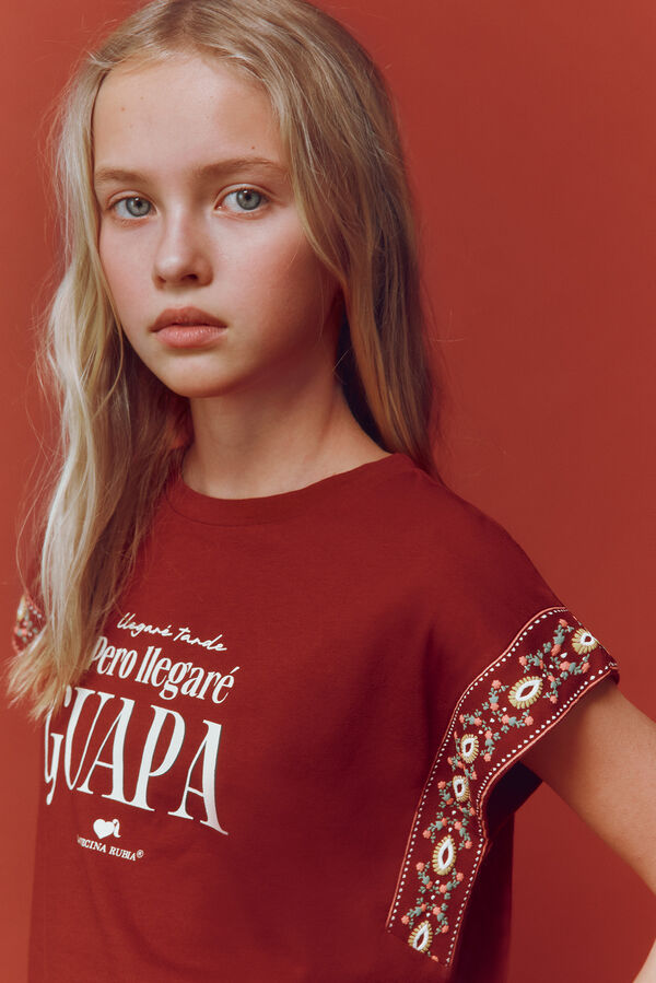 Springfield Kids T-shirt "Chegarei tarde, mas chegarei bonita" vermelho