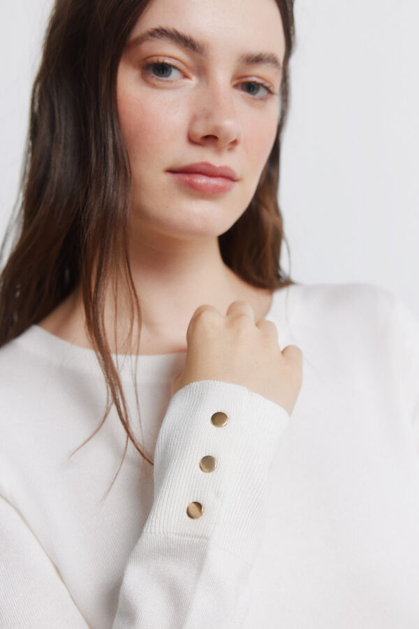 Springfield Camisola fina bot&otilde;es punhos bege