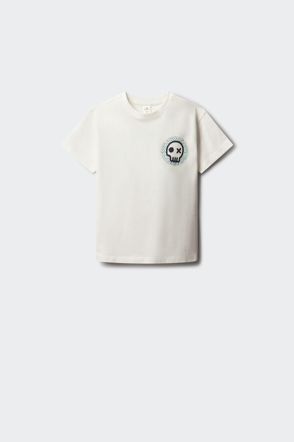Springfield Kids T-shirt de manga curta com caveira para menino bege