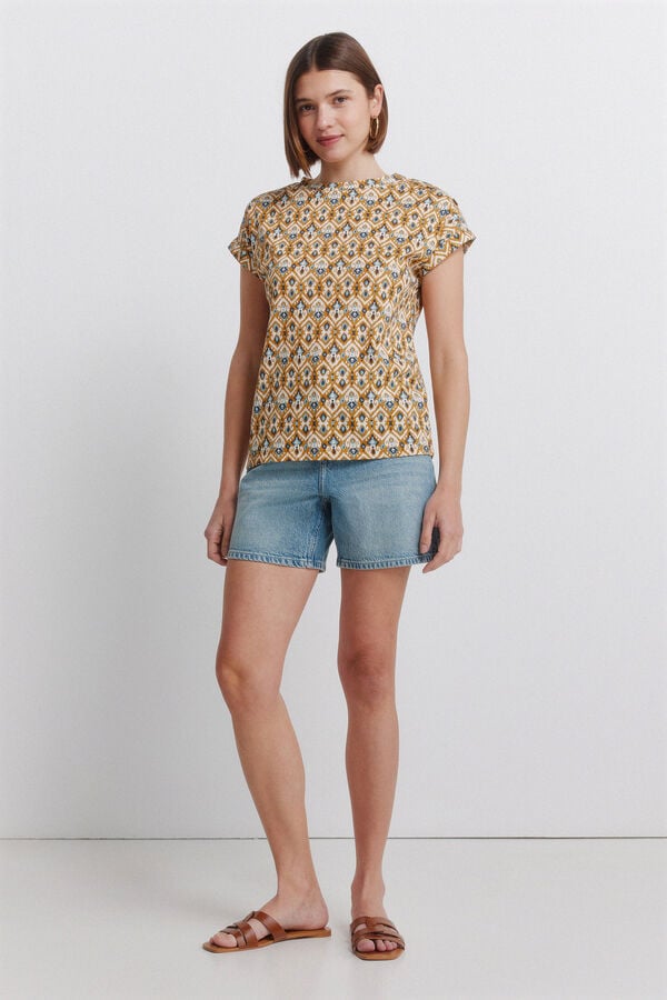 Springfield T-shirt estampada com bot&otilde;es estampado