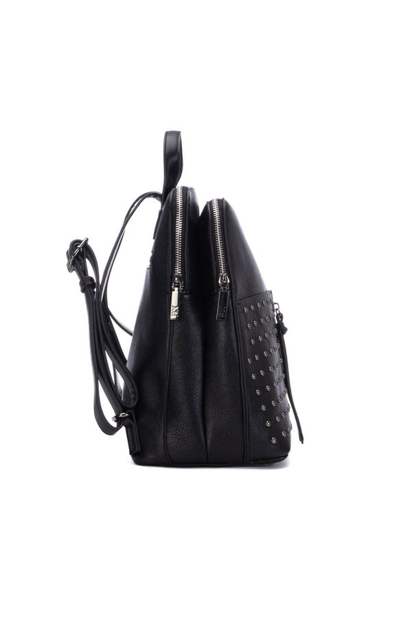 XTI Mochila com tachas e fecho-&eacute;clair preto