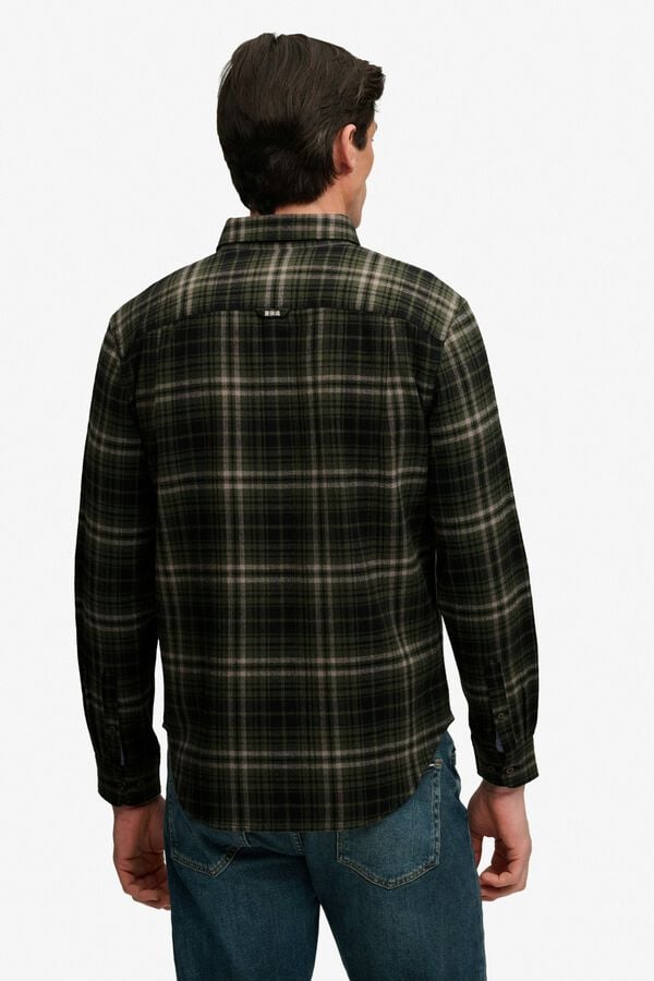 Superdry Camisa de manga comprida aos quadrados verde