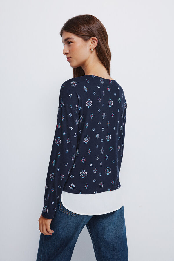 Springfield T-shirt estampada combinada  azul