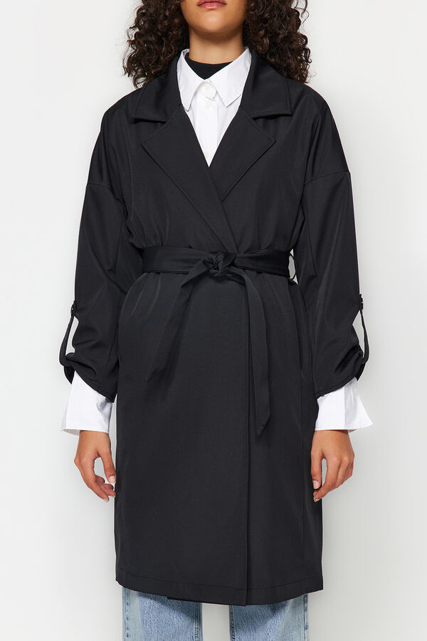 Trendyol Long oversized trench coat black