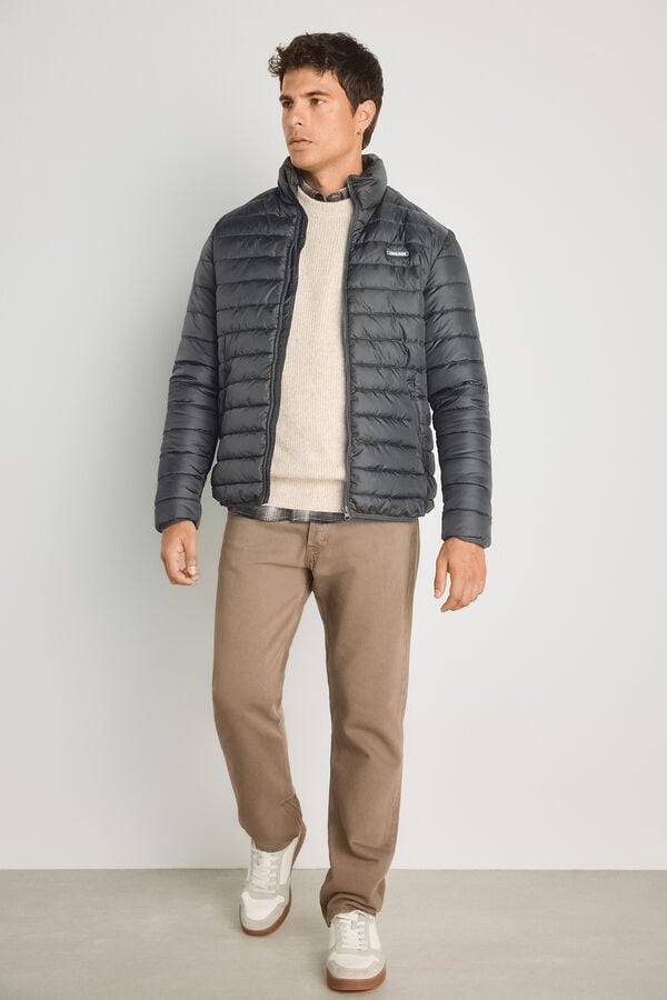 Jack & Jones Blus&atilde;o puffer gola alta cinzento