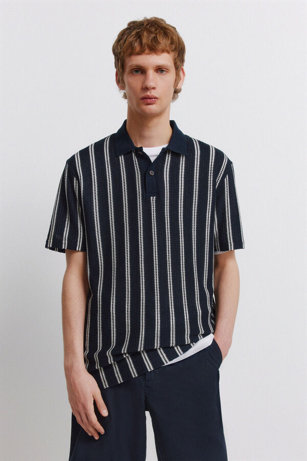 Springfield Polo em estrutura de riscas regular fit azul