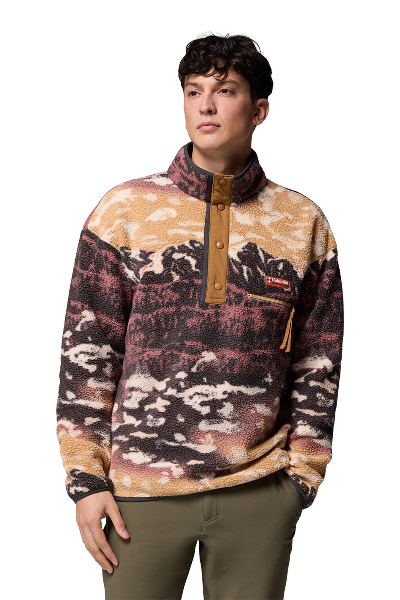 Columbia Forro polar com bot&otilde;es de press&atilde;o