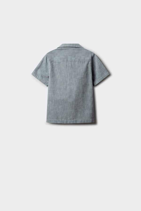 Springfield Kids Camisa manga curta para menino em efeito linho azul