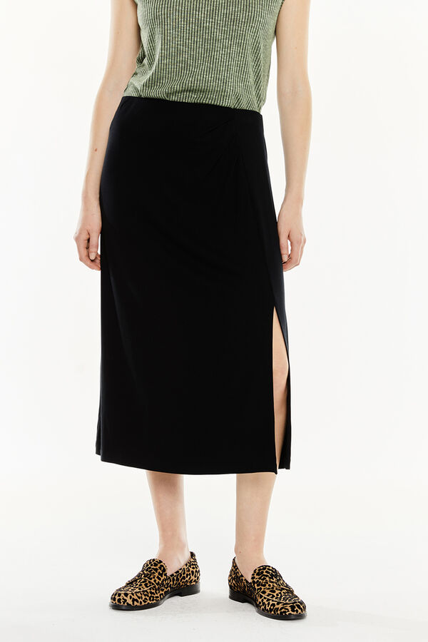 System Action Long flared skirt black