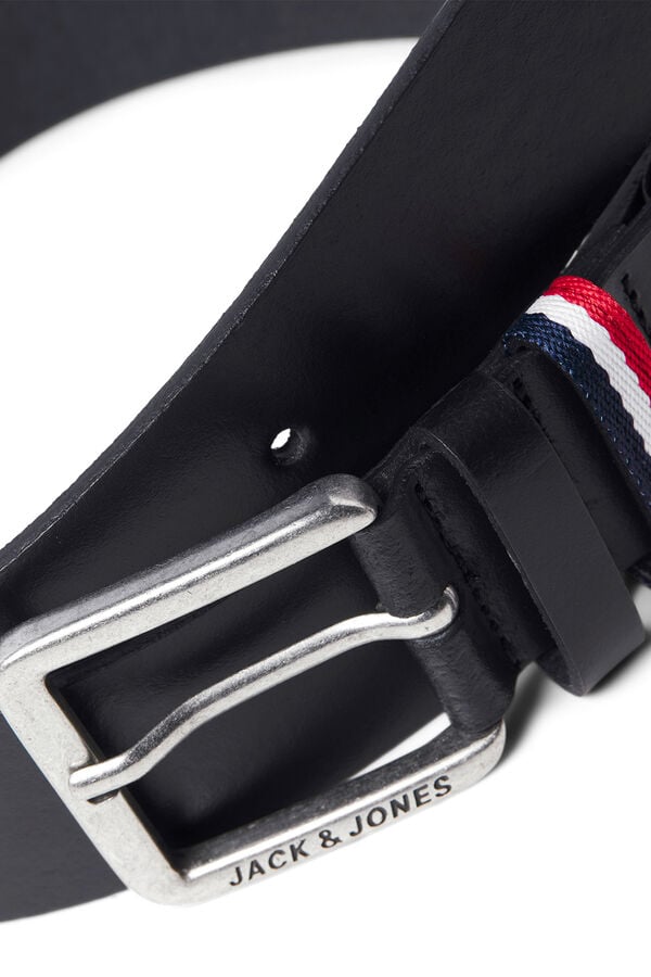 Jack & Jones Cinto de pele cl&aacute;ssico preto