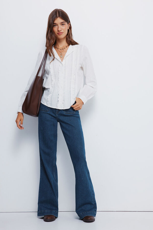 Springfield Blusa romântica de schiffly cru