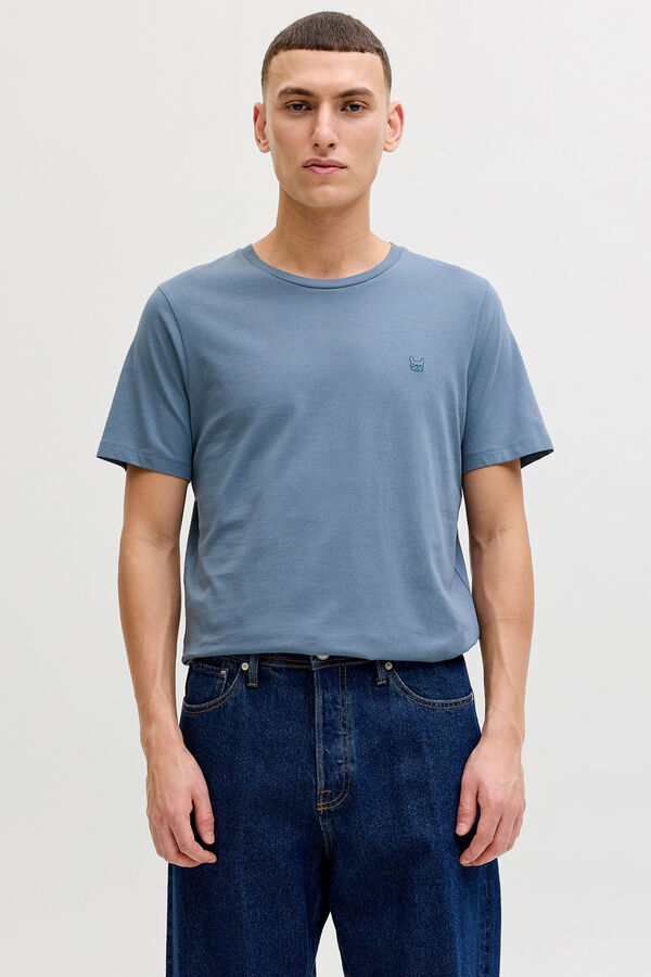 Jack & Jones T-shirt slim fit em algod&atilde;o com logo &iacute;cone cinzento